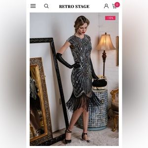 1920s Sequin Beaded Fringed Dress